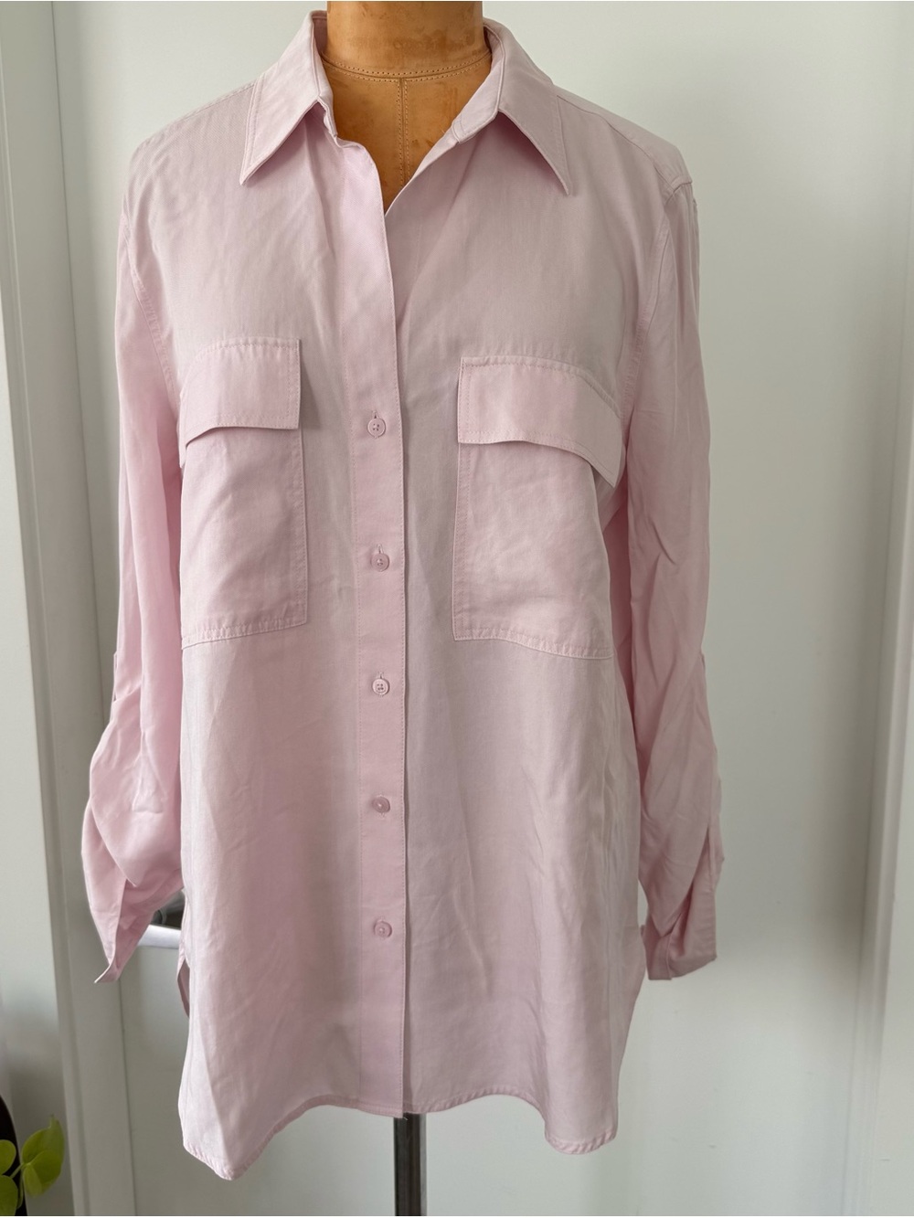 Aritzia Babaton Pink Utility Button Down Shirt size S - Picture 2 of 12